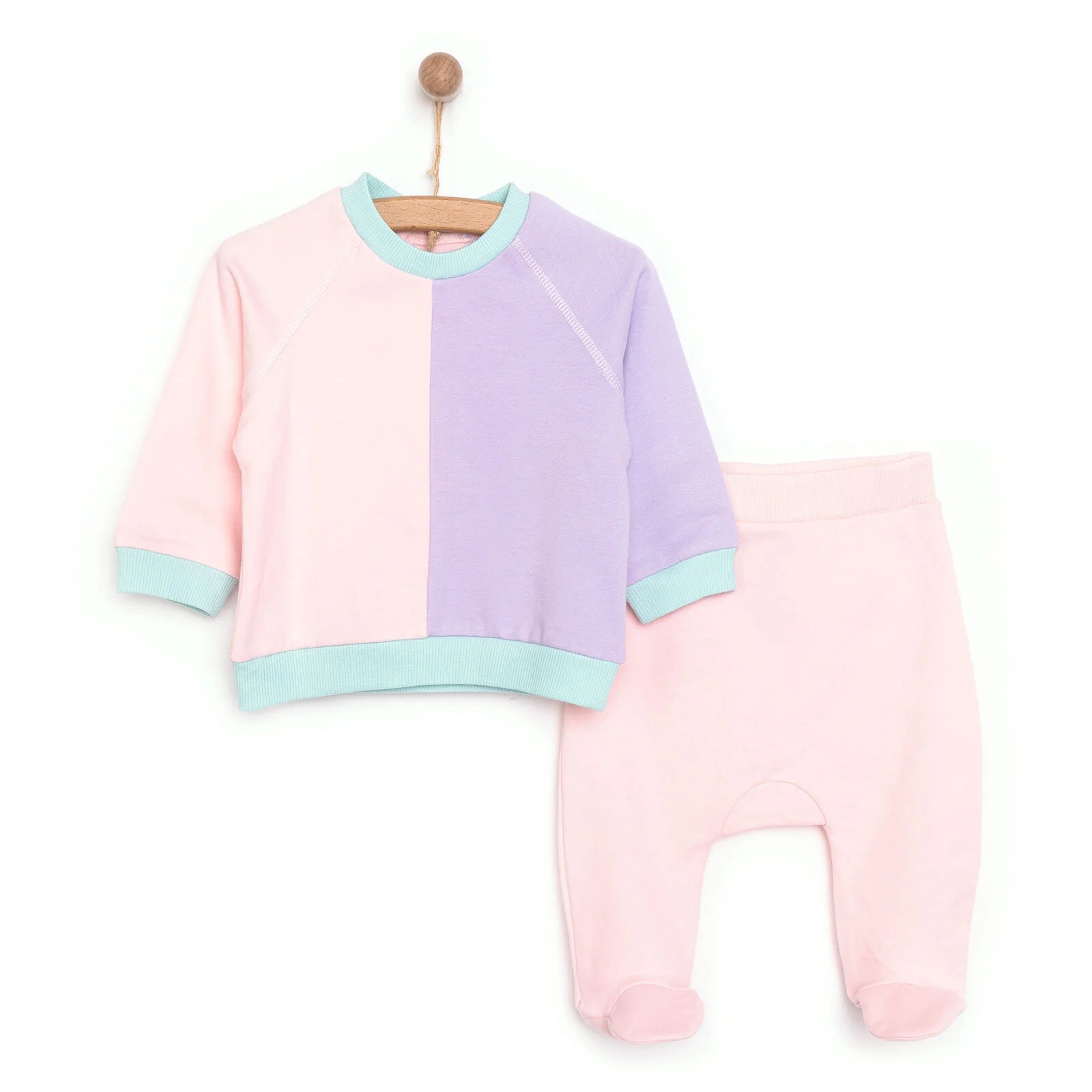 HelloBaby Newborn Colour Block Sweatshirt - Light Pink - ebebek - Black Friday
