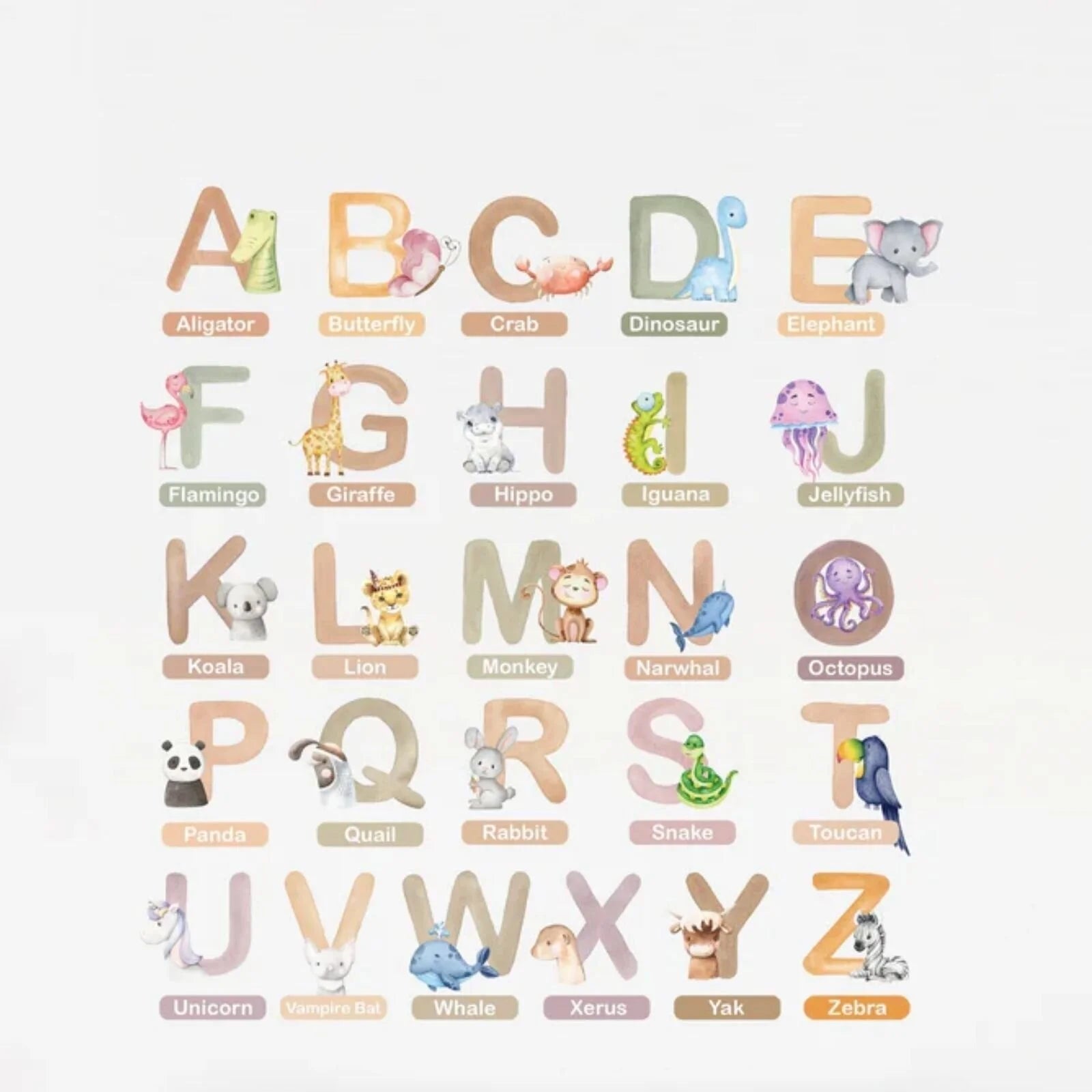 Live Vida Alphabet Wall Stickers with Animal Figures 26 pcs - ebebek - Black Friday