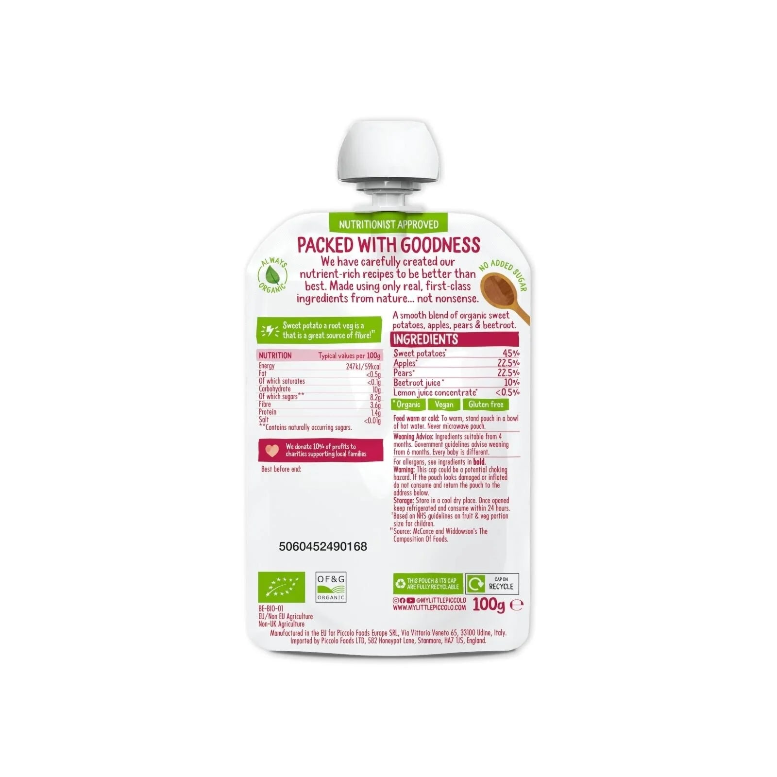 Piccolo Sweet Potato Beetroot Apple & Pear 4+ months 100g - ebebek - Black Friday