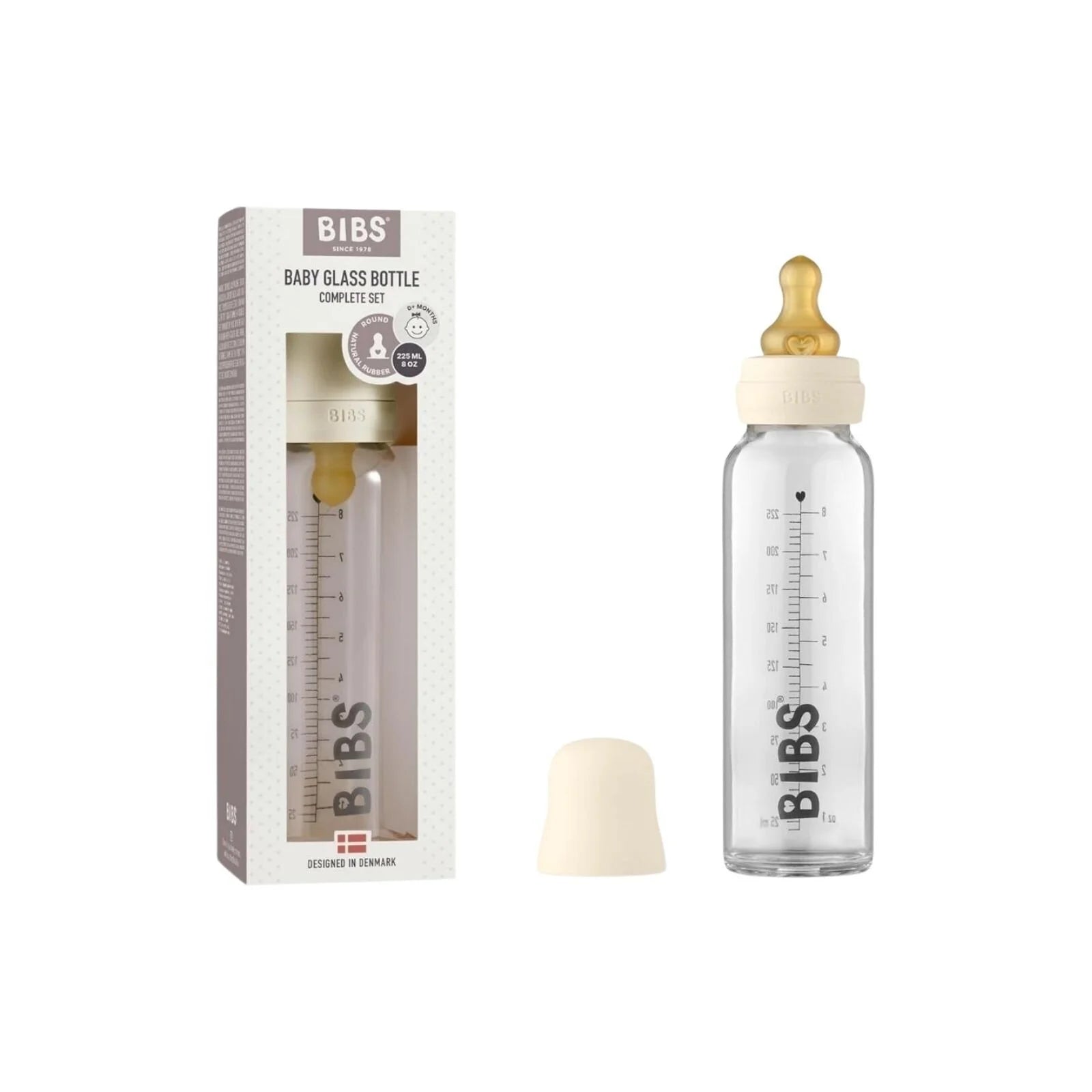 BIBS Baby Glass Bottle Complete Set Latex 225ml - Ivory - ebebek - Black Friday