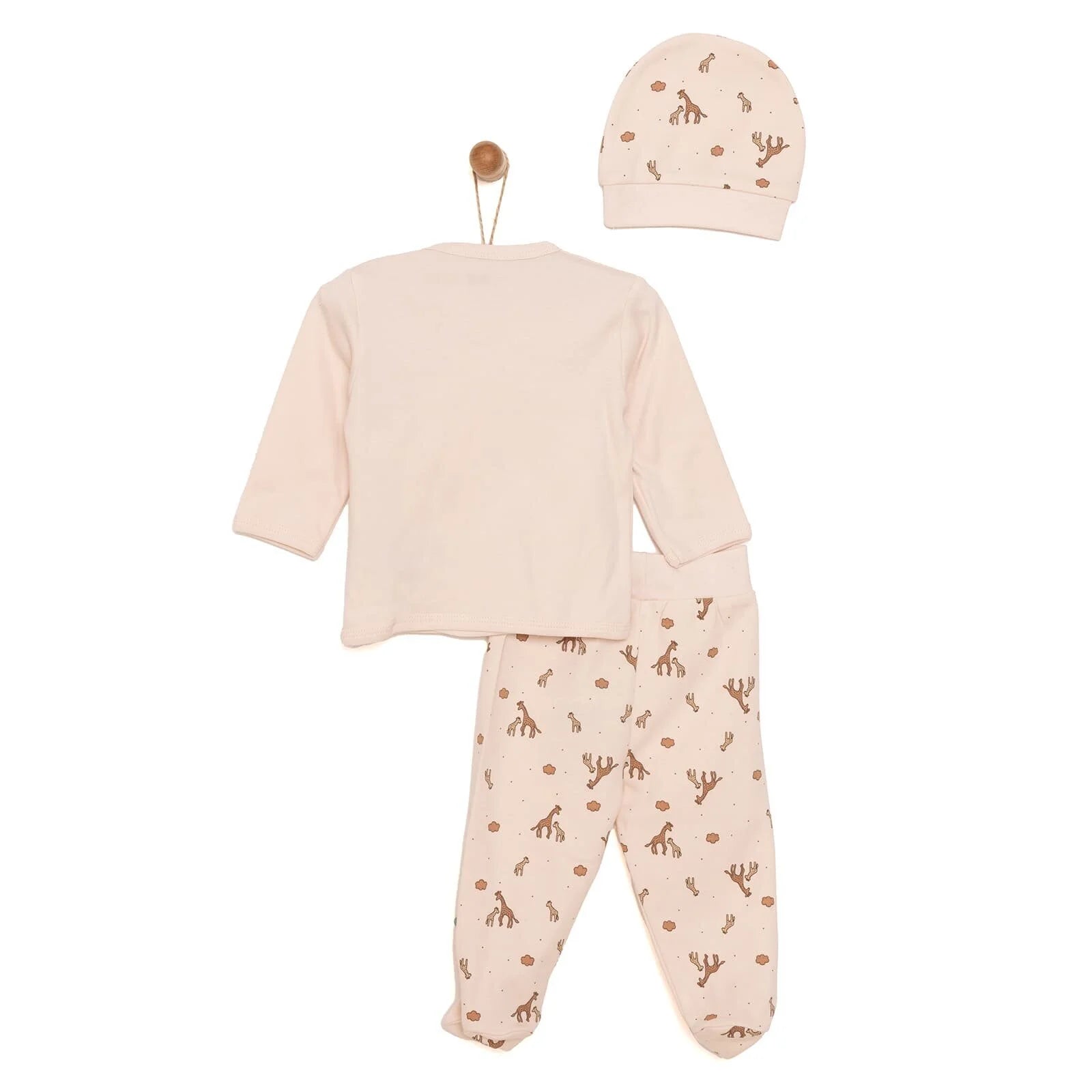 HelloBaby Unisex Top - Hat - Footed Bottom - Ecru - ebebek - Black Friday