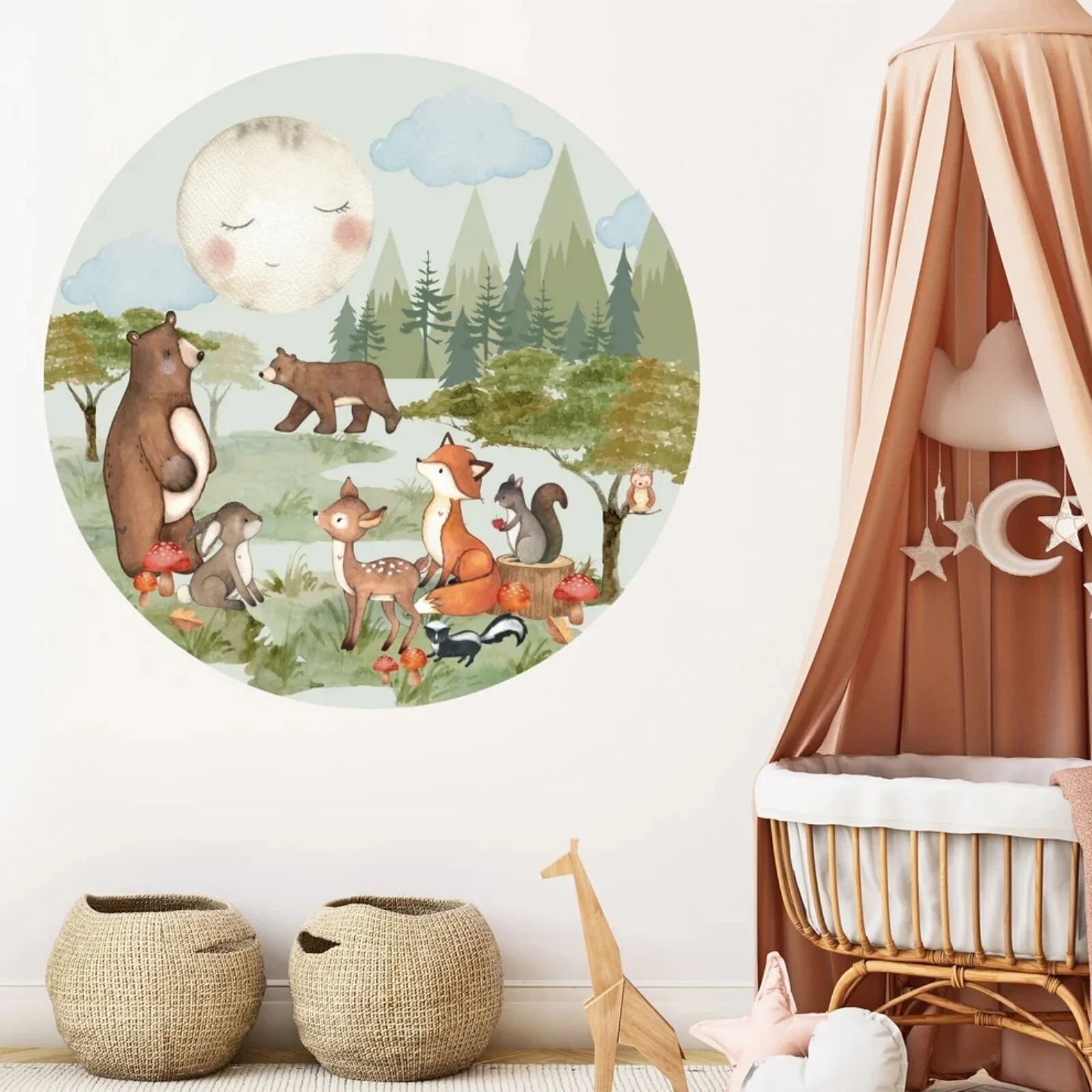 Live Vida Woodland Medium Circle Wall Sticker - ebebek - Black Friday