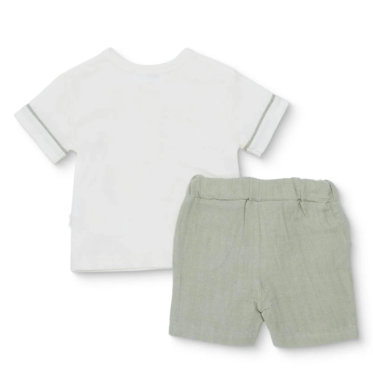 Bebetto Boys T-shirt & Shorts Set Car Print Buttoned Adventure Crew Neck Short Length Short Sleeve - Green Green - ebebek