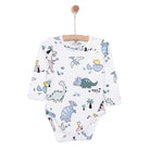 HelloBaby Boy Dino Printed Long Sleeve Bodysuit - White - ebebek - Black Friday