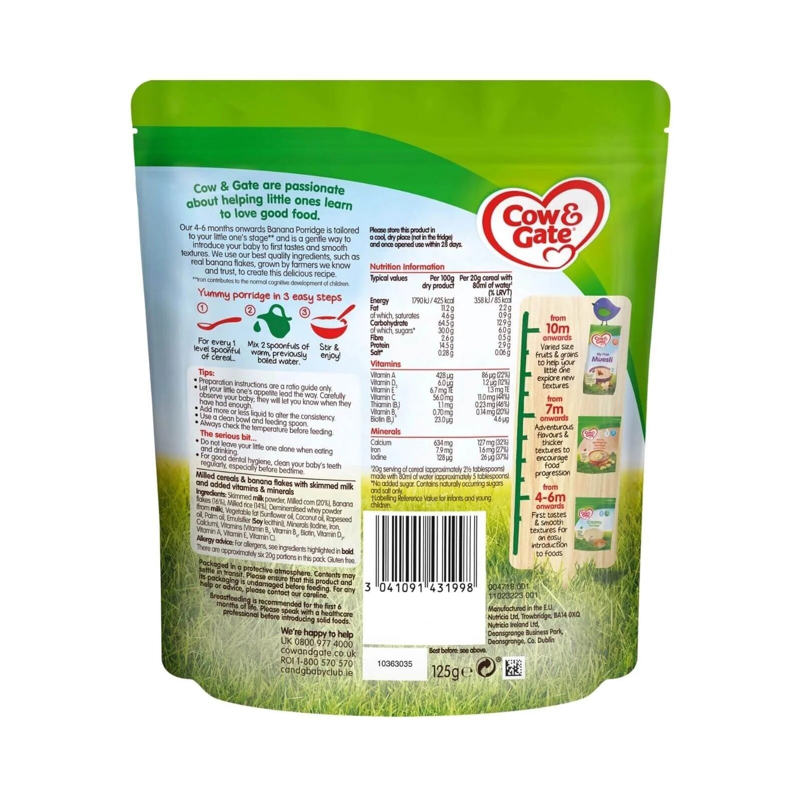 Cow & Gate 1 Banana Porridge 4 - 6 months 125g - ebebek - Black Friday
