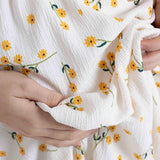 Baby Mom Mother Maternity Dress Daisy Print Crew Neck Full Length Short Sleeve - Ecru Printed Ecru Printed - ebebek