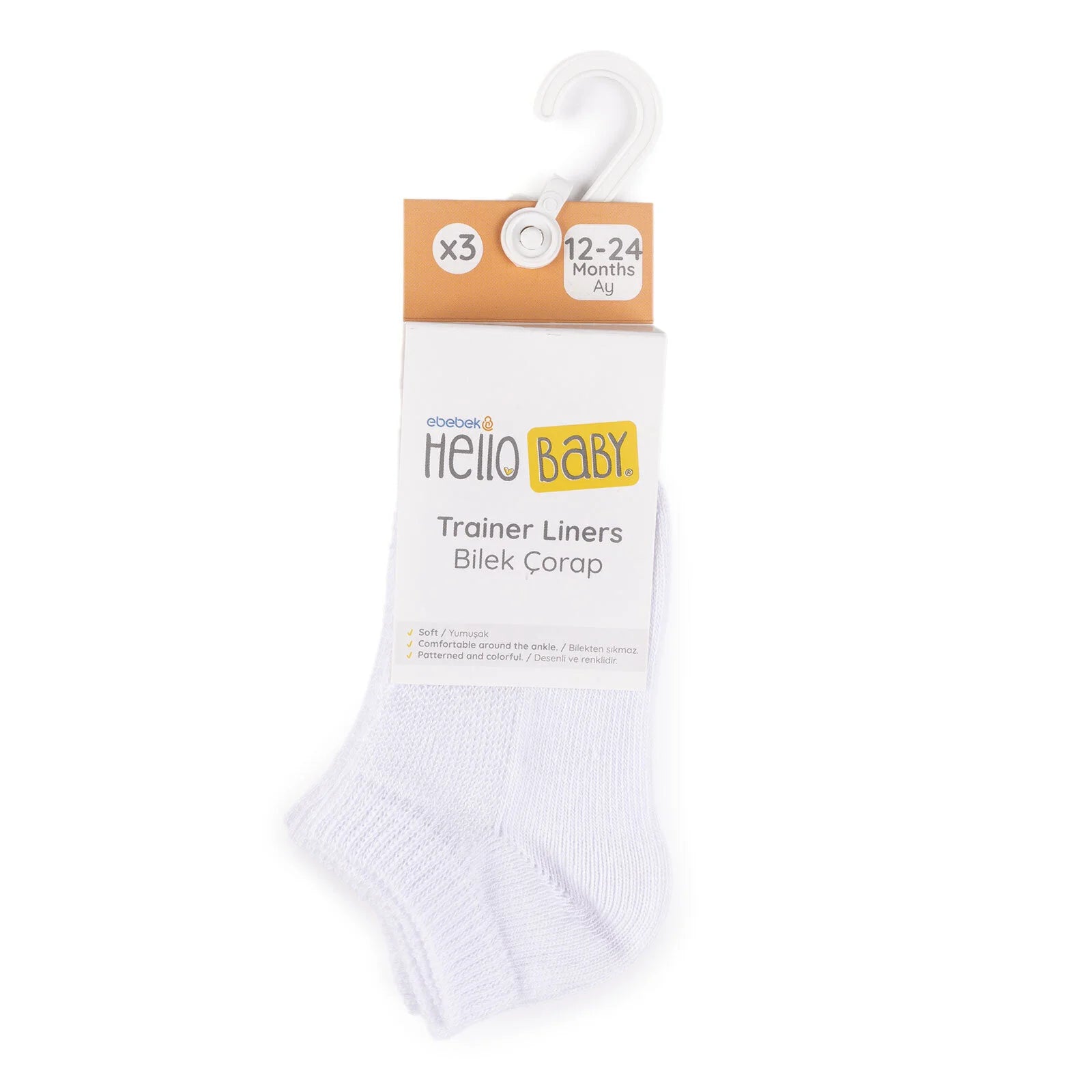 HelloBaby Unisex Socks 3 pcs - White - ebebek - Black Friday
