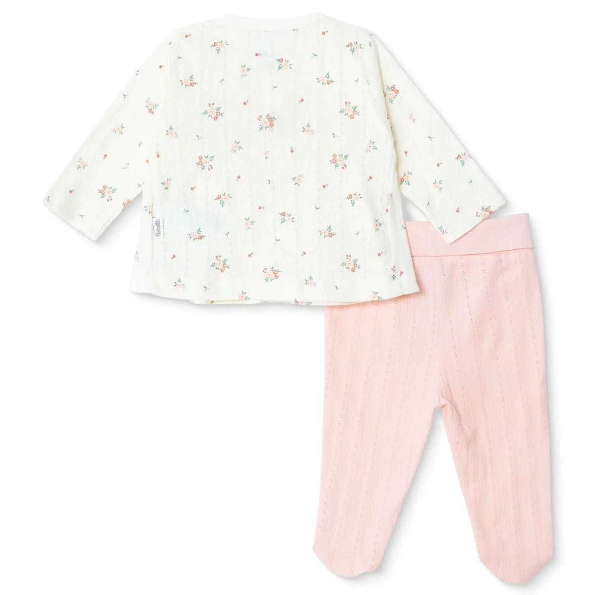 Bebetto Girls Cardigan & Footed Trousers Set Floral Print Snap Fastening Bloom Crew Neck Full Length - Pink Pink - ebebek