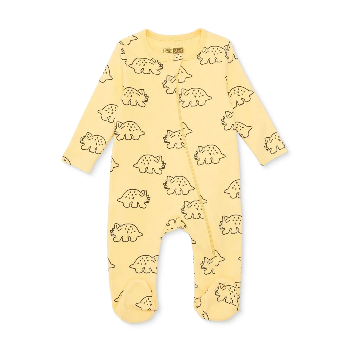 HelloBaby Boys Footed Sleepsuit Dinosaur Print Zip Fastening Crew Neck Full Length Long Sleeve - Orange Orange - ebebek