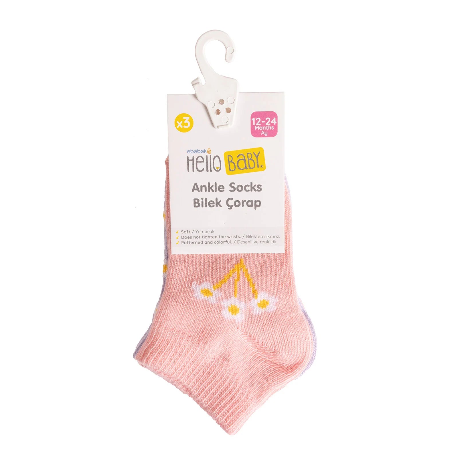 HelloBaby Baby Girl Socks 3 Pcs - Light Pink - ebebek - Black Friday