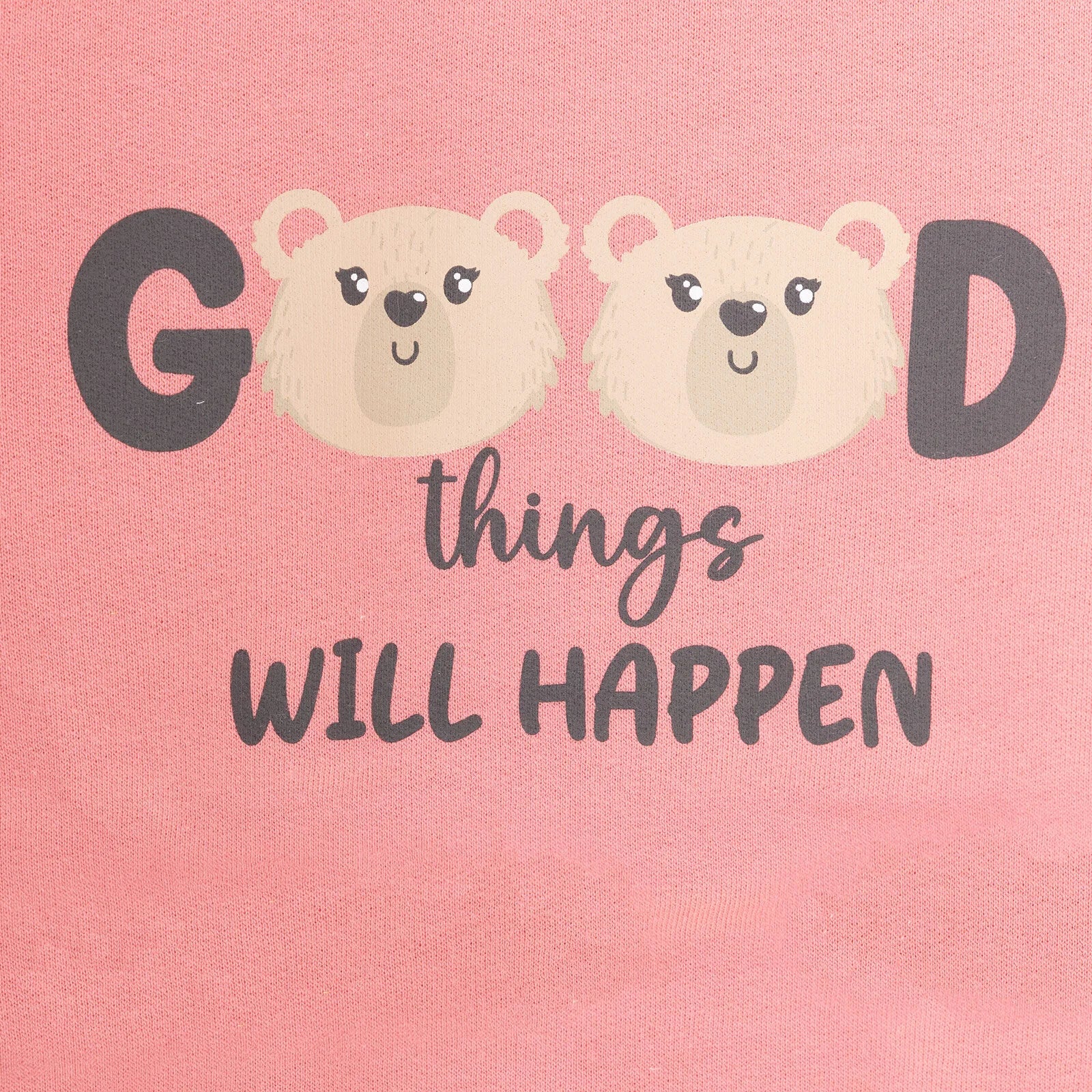 HelloBaby Basic Low Raised Teddy Bear Printed Sweatshirt - Light Rose - ebebek - Black Friday