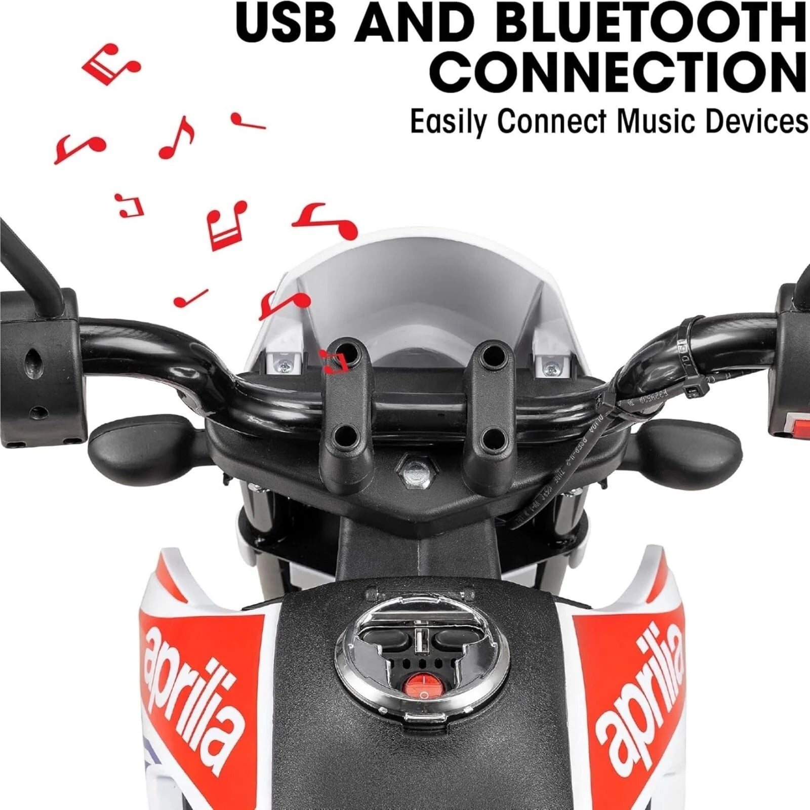 Xootz Aprilia 12V Electric Motorbike Ride On with Lithium Battery - White - ebebek - Black Friday