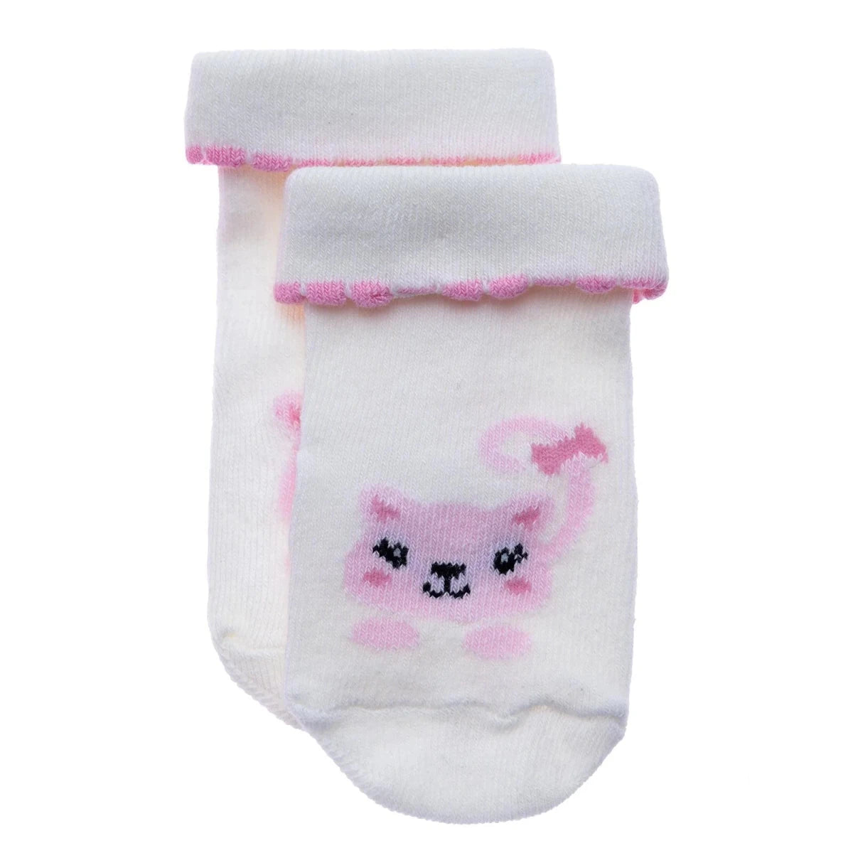 Baby Girl 3 - Pack Rolled - Edge Socks - Ecru Ecru - ebebek