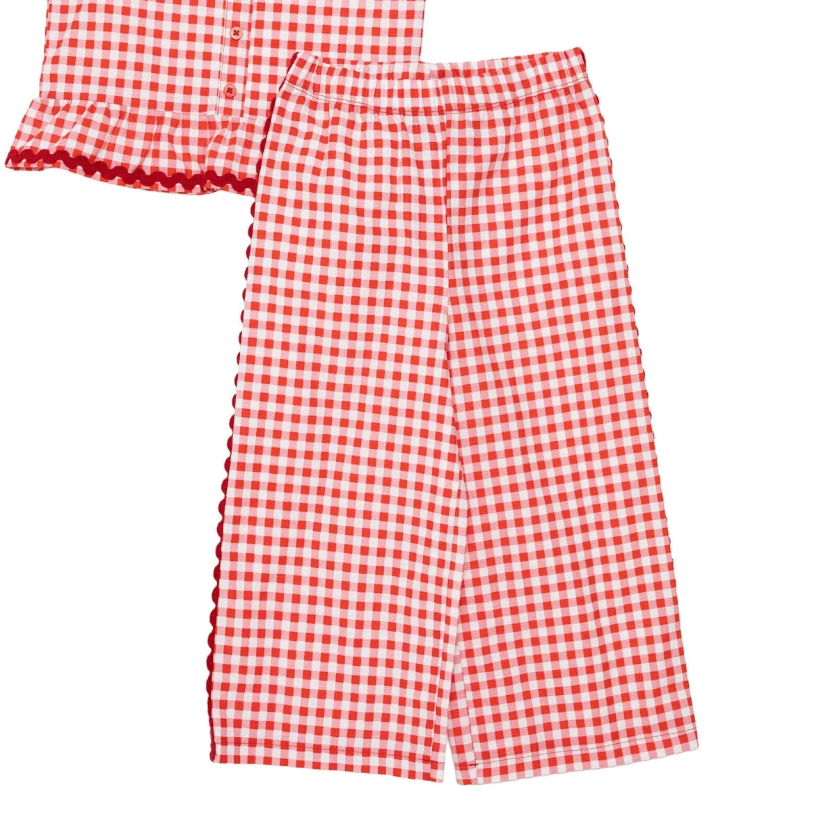 HelloBaby Girls Blouse & Trousers Set Check Print Buttoned Berry Belle Decorative Collar Full Length - Pink Pink - ebebek