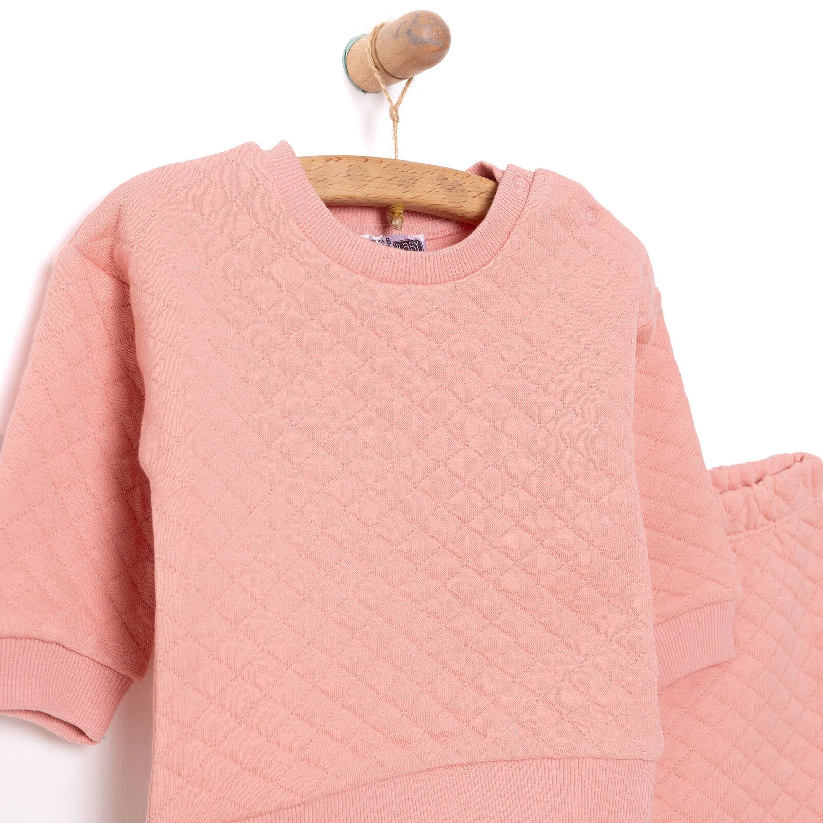 HelloBaby Newborn Quilted Sweatshirt - Footed Bottom - Dark Pink - ebebek - Black Friday