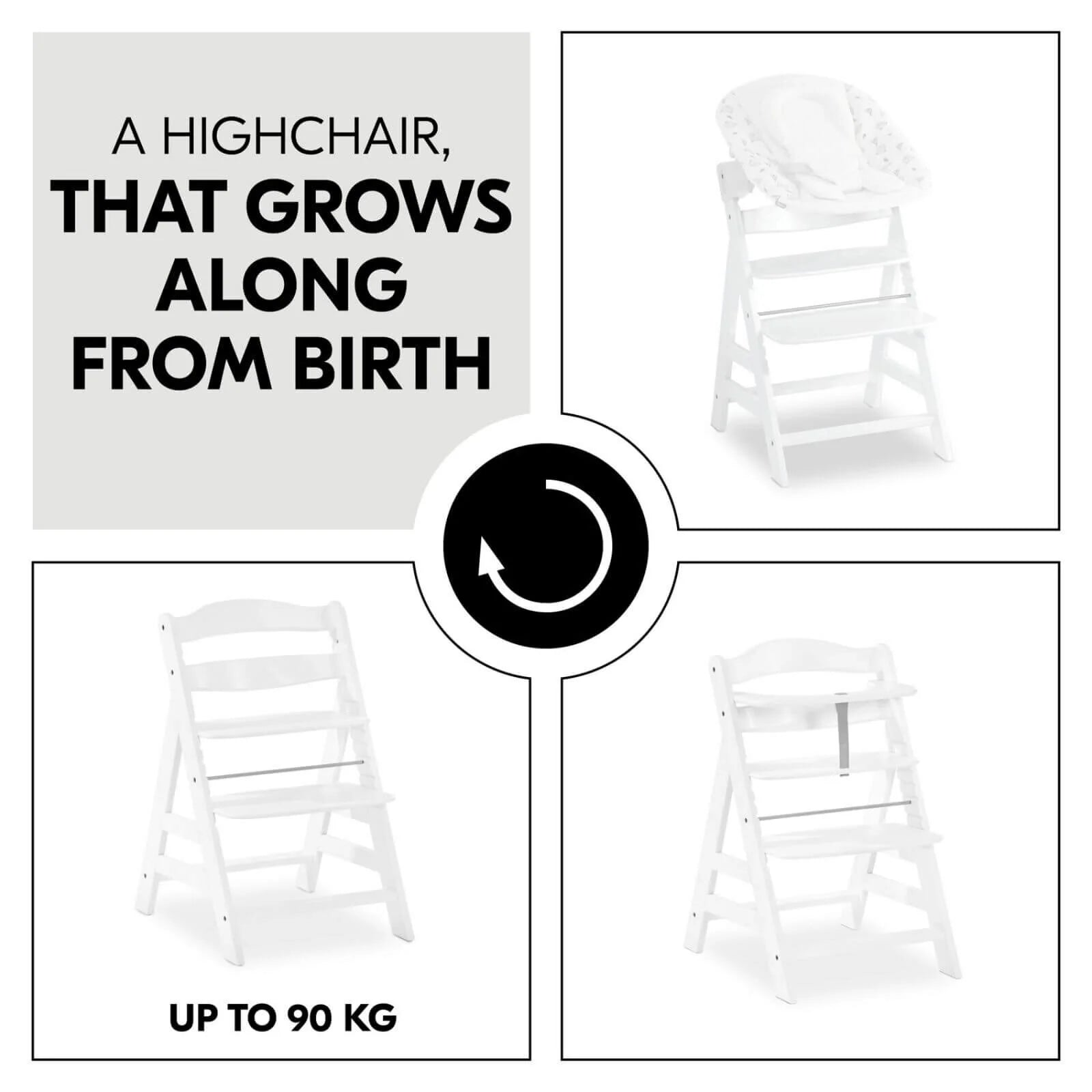 Hauck Alpha+ Wooden Highchair - White - ebebek - Black Friday