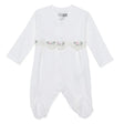 Baby Girl Footed Sleepsuit Floral Print Snap Fastening Crew Neck - White White - ebebek