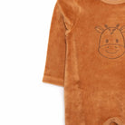 HelloBaby Newborn Unisex Embroidered Velvet Rompers - Brown - ebebek - Black Friday
