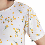 Baby Mom Mother Maternity Dress Daisy Print Crew Neck Full Length Short Sleeve - Ecru Printed Ecru Printed - ebebek