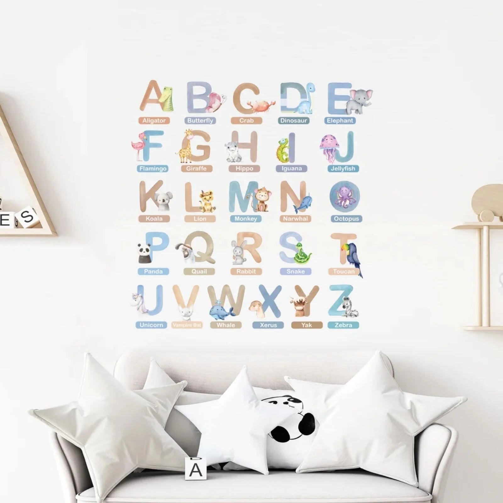 Live Vida Alphabet Wall Stickers with Animal Figures 26 pcs - Blue - ebebek - Black Friday