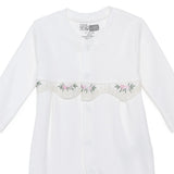 Baby Girl Footed Sleepsuit Floral Print Snap Fastening Crew Neck - White White - ebebek