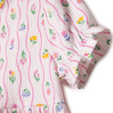 HelloBaby Girls Dress Ditsy Flower Crew Neck Short Sleeve - Ecru Printed Ecru Printed - ebebek
