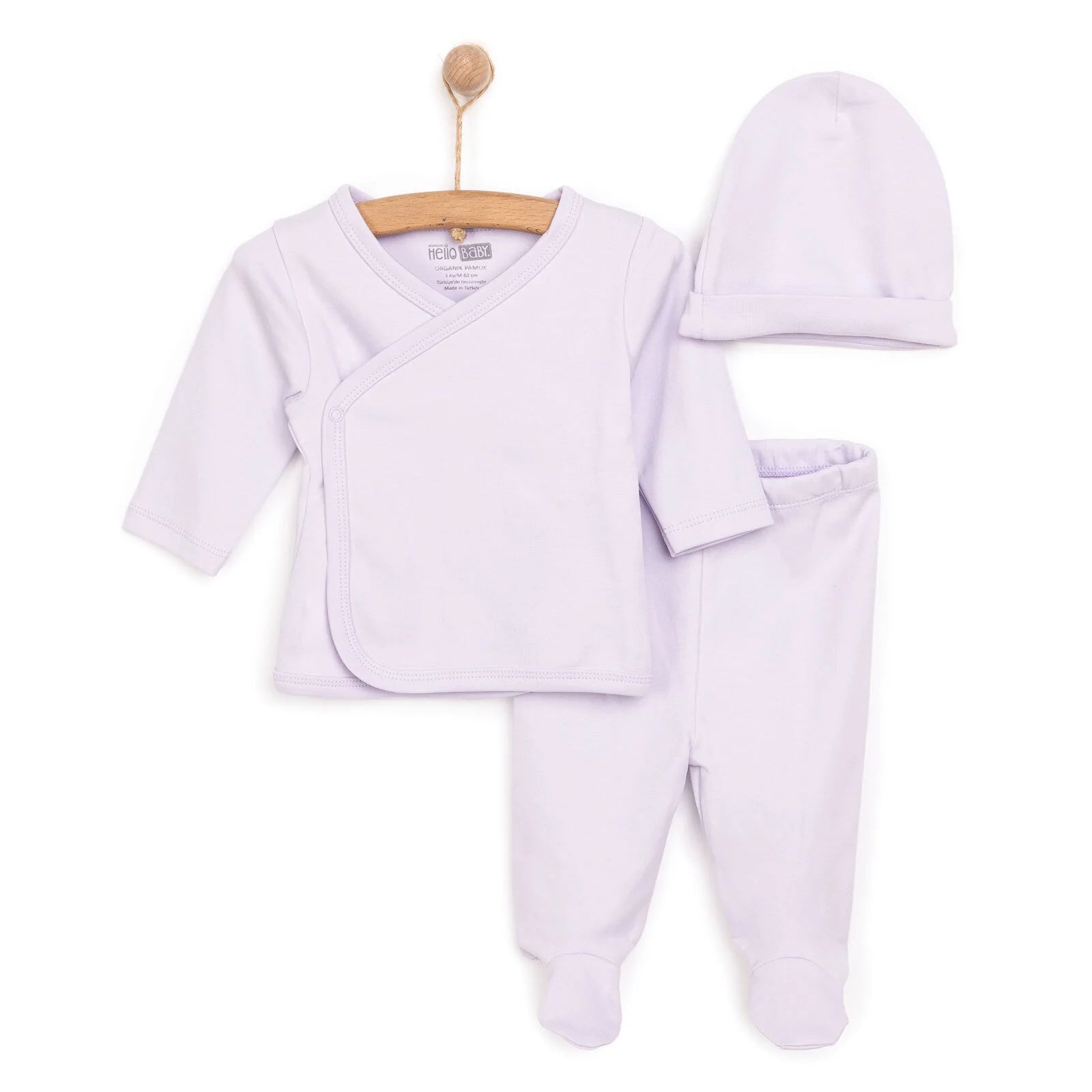 HelloBaby Newborn Organic Wrapover Top - Hat - Purple - ebebek - Black Friday