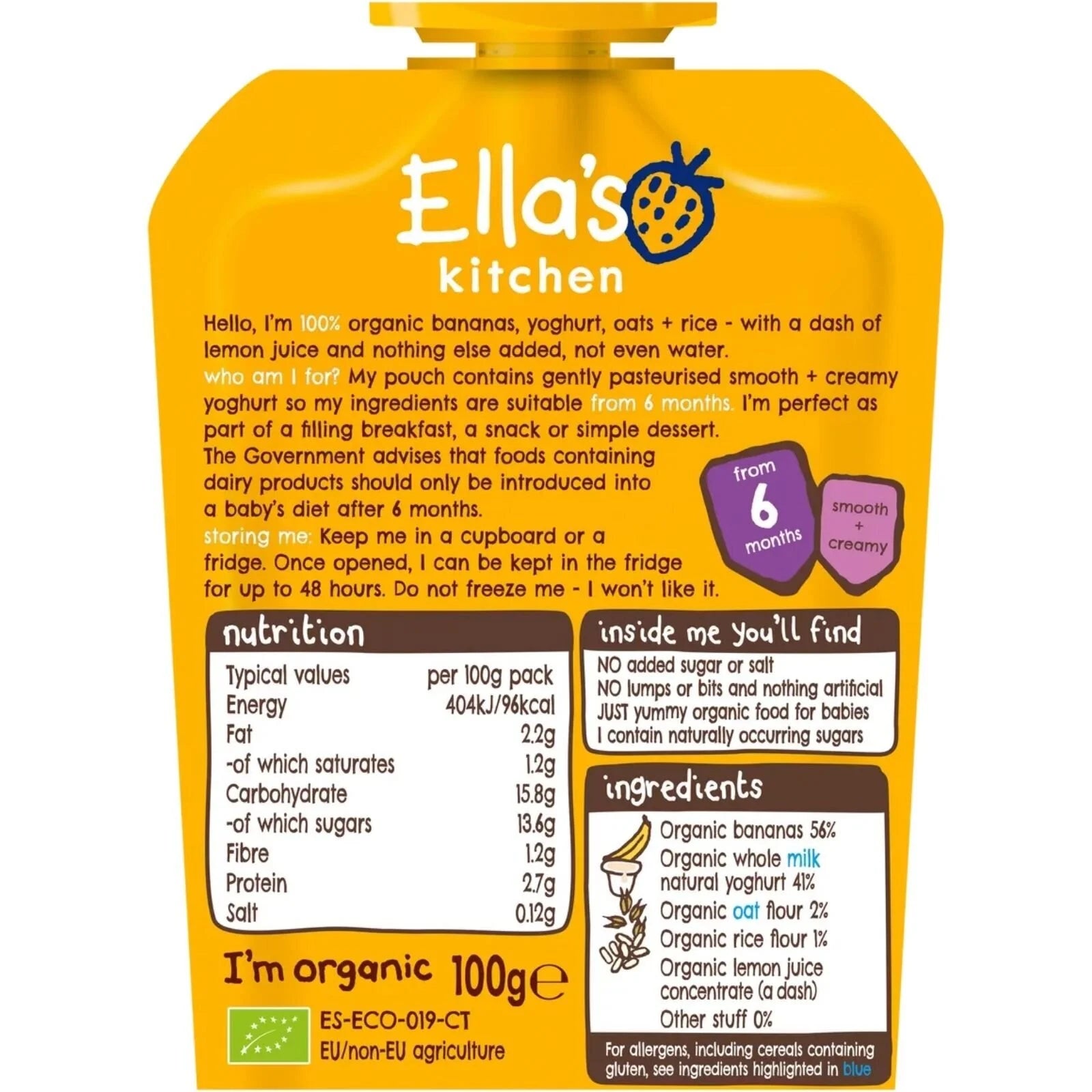 Ella's Kitchen Organic Banana Baby Brekkie Baby Food Breakfast Pouch 6+ months 100g - ebebek - Black Friday