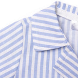 HelloBaby Boys Short Sleeve Pyjamas Set Striped Buttoned Peter Pan Collar Short Length Short Sleeve - Blue Blue - ebebek