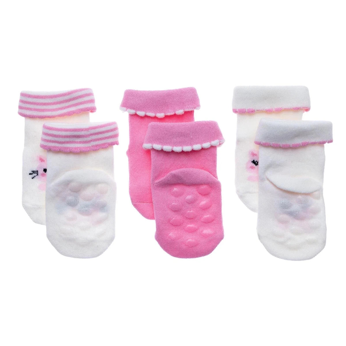Baby Girl 3 - Pack Rolled - Edge Socks - Ecru Ecru - ebebek