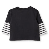 HelloBaby Boys Long Sleeve T-shirt Slogan Print Cool Boy Crew Neck Long Sleeve - Black Black - ebebek