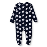 Baby Boy Footed Sleepsuit Star Print Zip Fastening Crew Neck - Navy Blue Navy Blue - ebebek