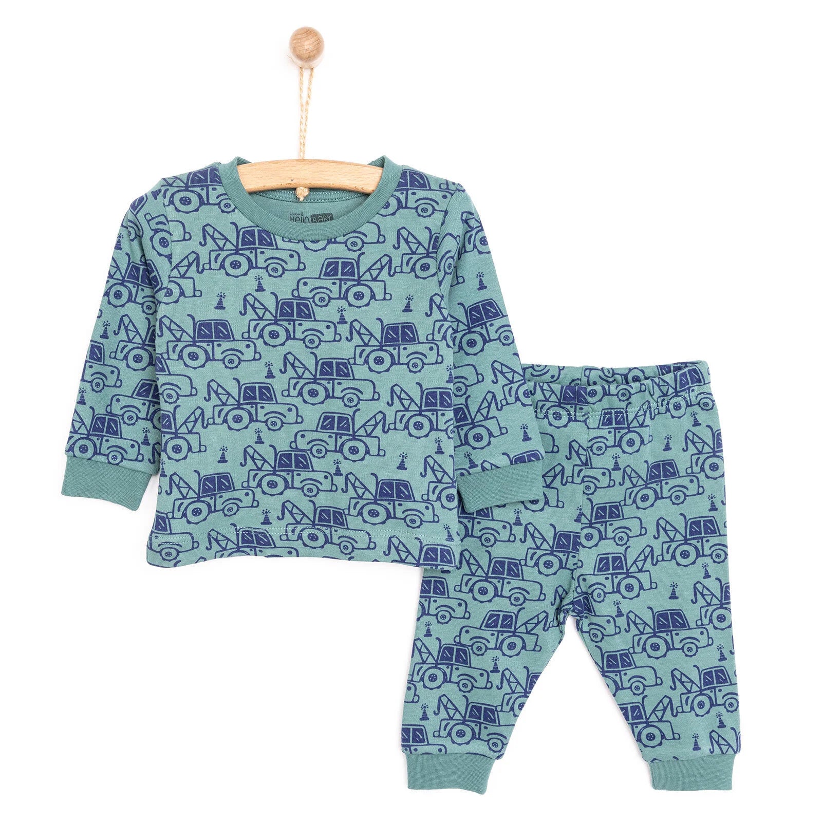 HelloBaby Baby Boy Long Sleeve Pyjamas Set - Dark Green - ebebek - Black Friday