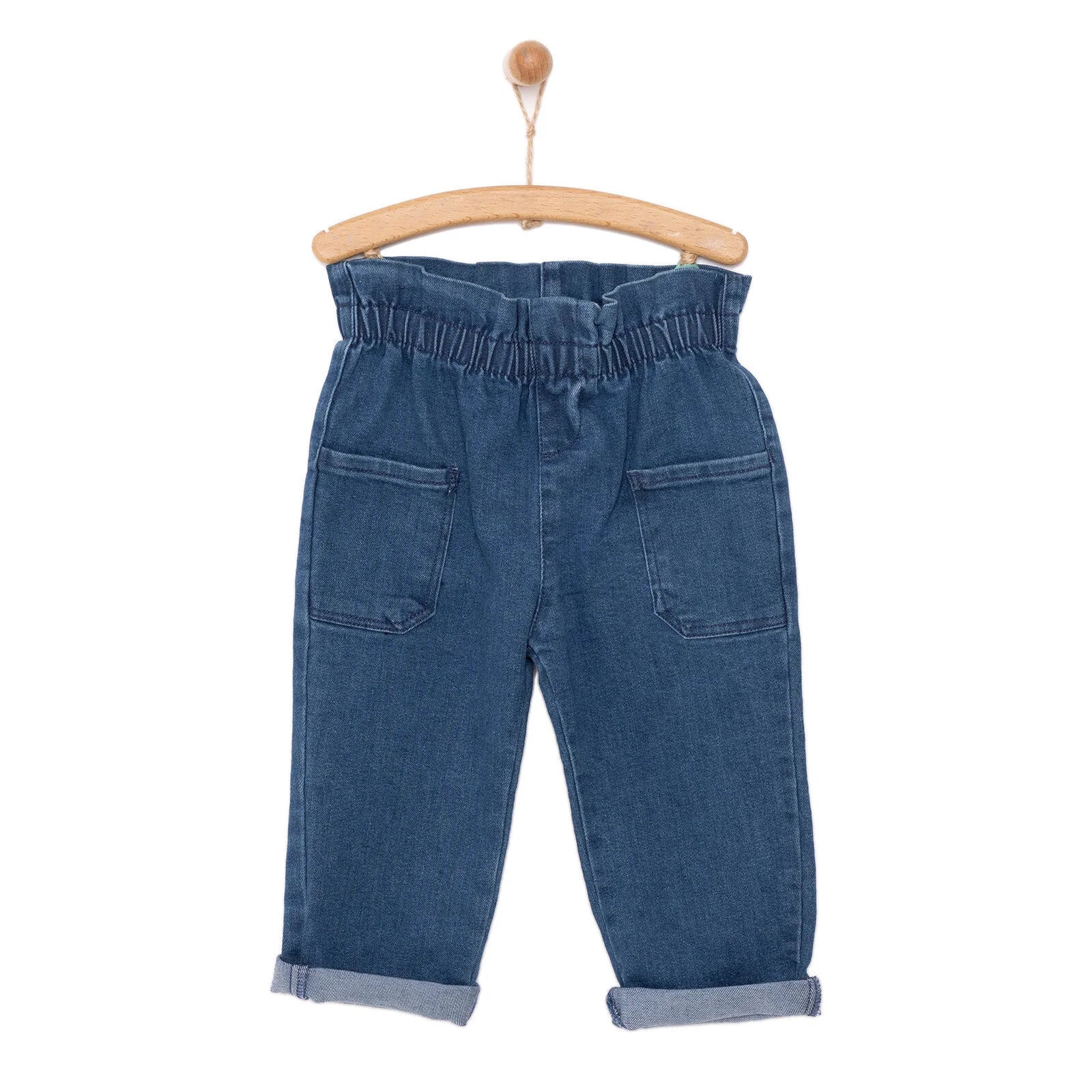 HelloBaby Basic Baby Girl Paperbag Denim Leggings - Dark Blue - ebebek - Black Friday