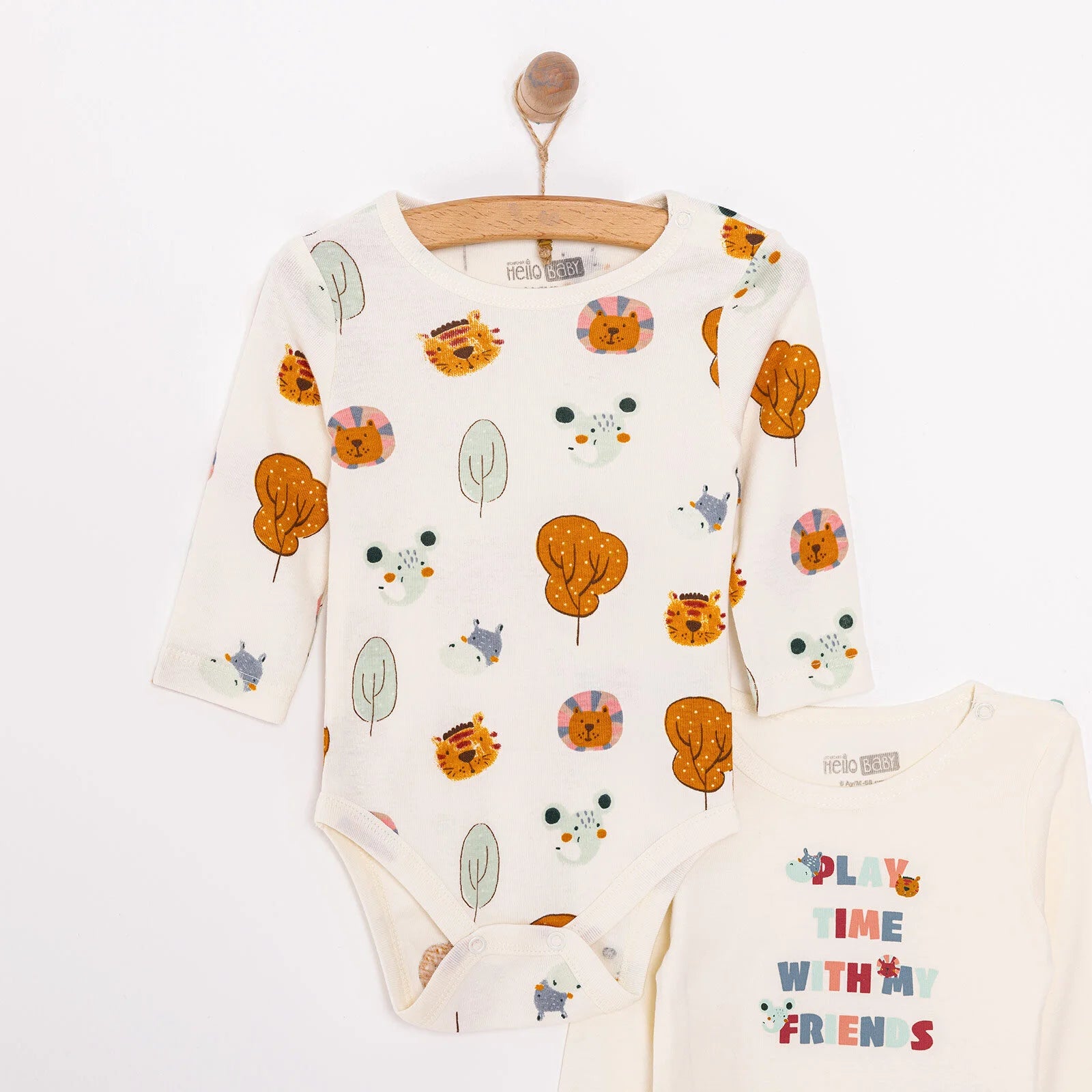 HelloBaby Unisex 2 Pcs Long Sleeve Body - Beige - ebebek - Black Friday