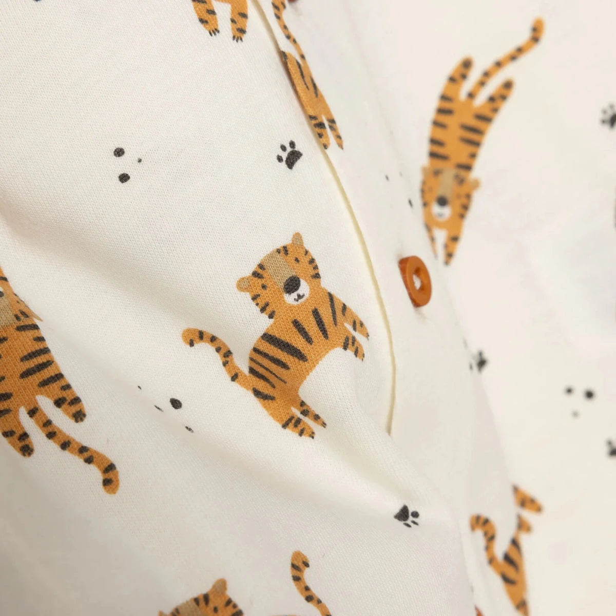 Baby Boy Short Sleeve Pyjamas Set Animal Print Buttoned Shirt Collar Short Sleeve - Ecru Ecru - ebebek