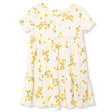 HelloBaby Girls Dress Floral Print Buttoned Sun Flower Crew Neck Short Length Short Sleeve - Ecru Printed Ecru Printed - ebebek