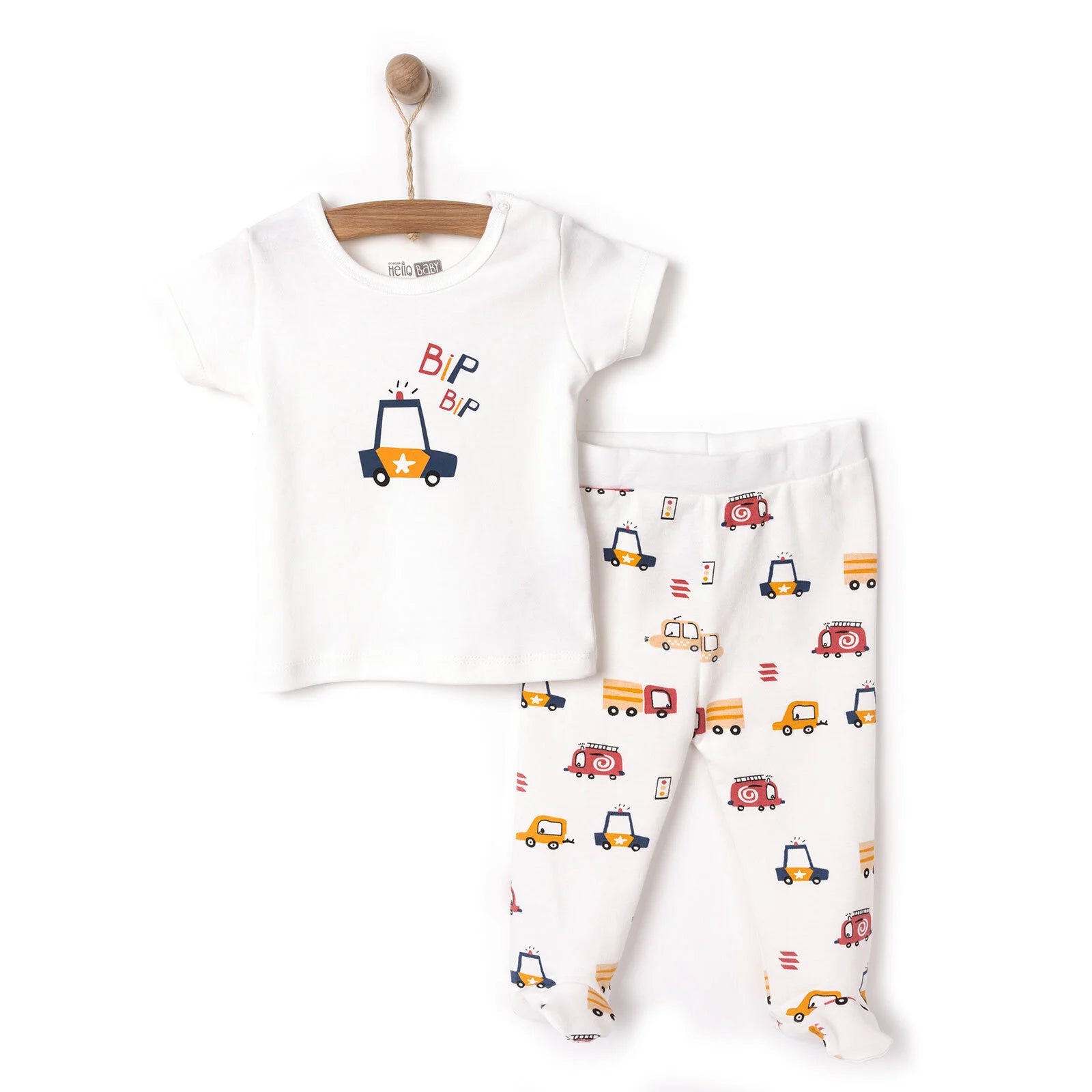 HelloBaby Boy Tshirt - Footed Bottom - Ecru - ebebek - Black Friday