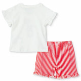 HelloBaby Girls Short Sleeve Pyjamas Set Bear Print Snap Fastening Crew Neck Short Length Short Slee - Ecru Ecru - ebebek
