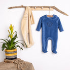 HelloBaby Newborn Boy Embroidered Velvet Jumpsuit - Blue - ebebek - Black Friday