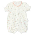 Bebetto Girls Short Romper Floral Print Snap Fastening Bloom Frill Neck Short Length Short Sleeve - Pink Pink - ebebek