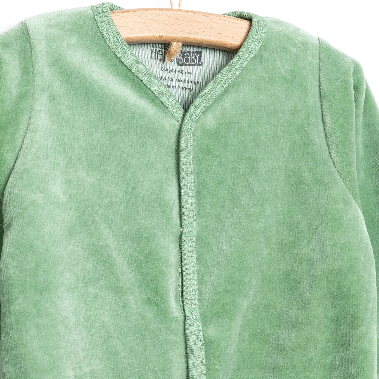 HelloBaby Boy Velvet Footed Jumpsuit - Green - ebebek - Black Friday