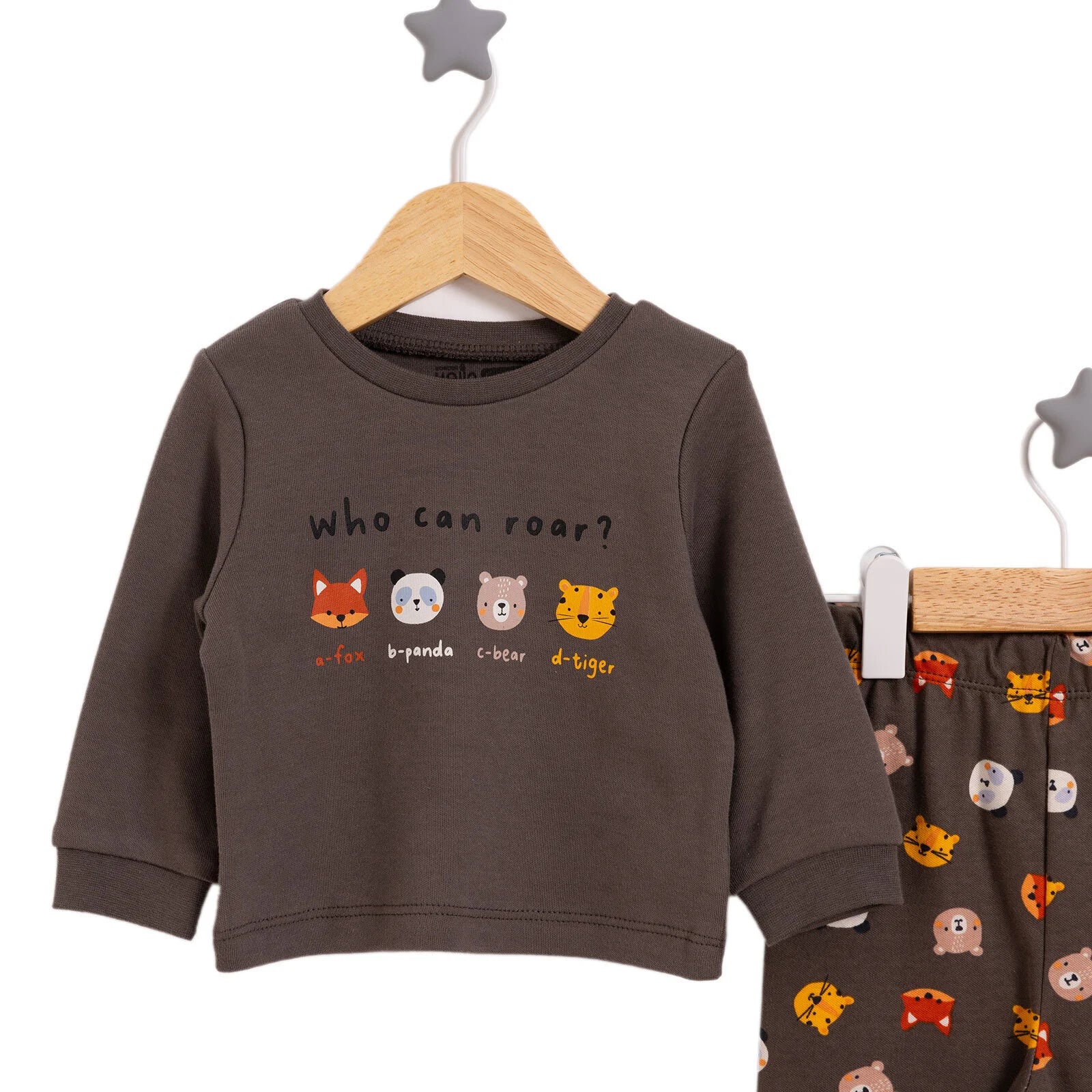 HelloBaby Boy Long Sleeve Pyjamas Set - Khaki - ebebek - Black Friday