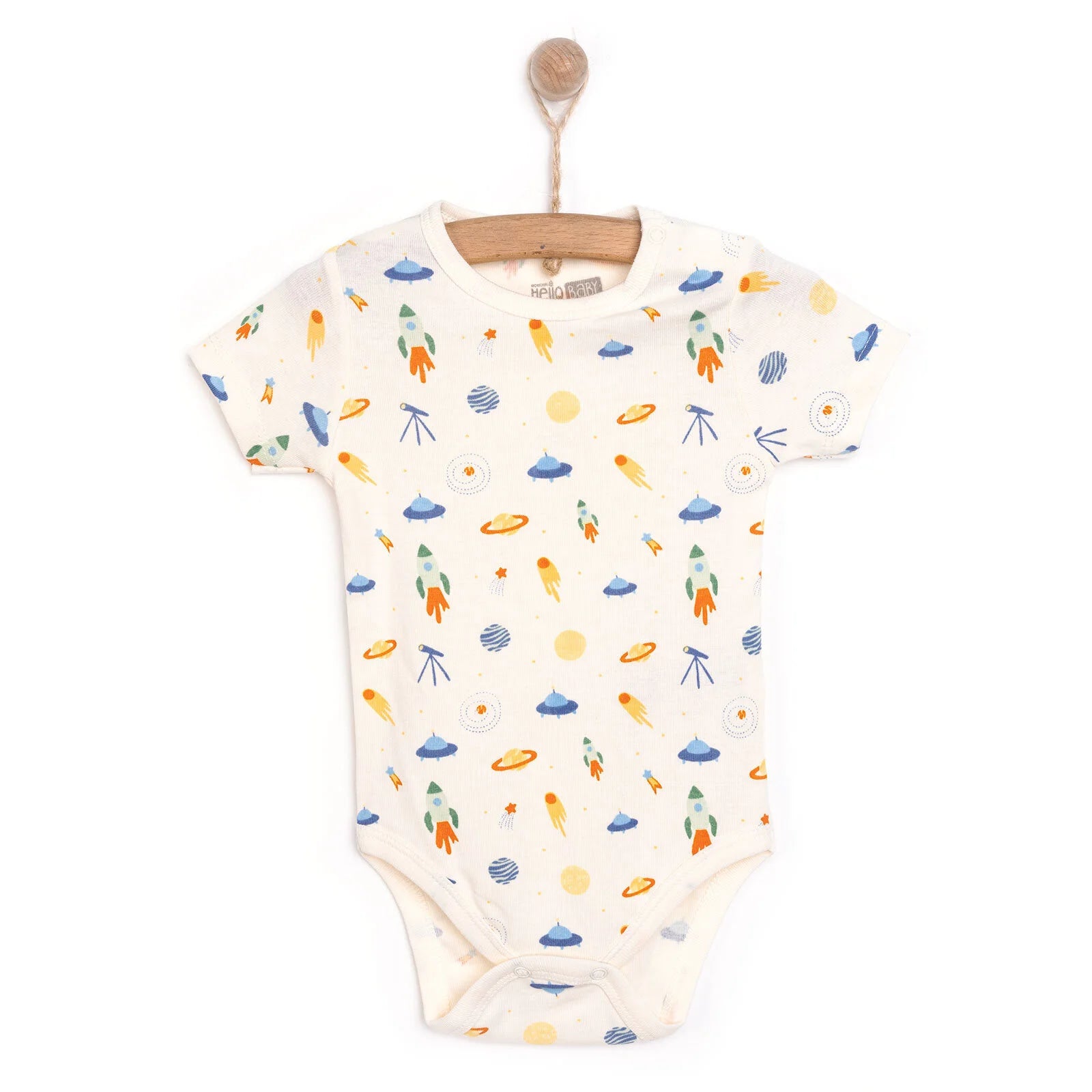 HelloBaby Boy Short Sleeve Bodysuit - Ecru - ebebek - Black Friday