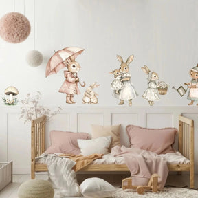 Live Vida Rabbit Textile Wall Sticker Set - Pink - ebebek