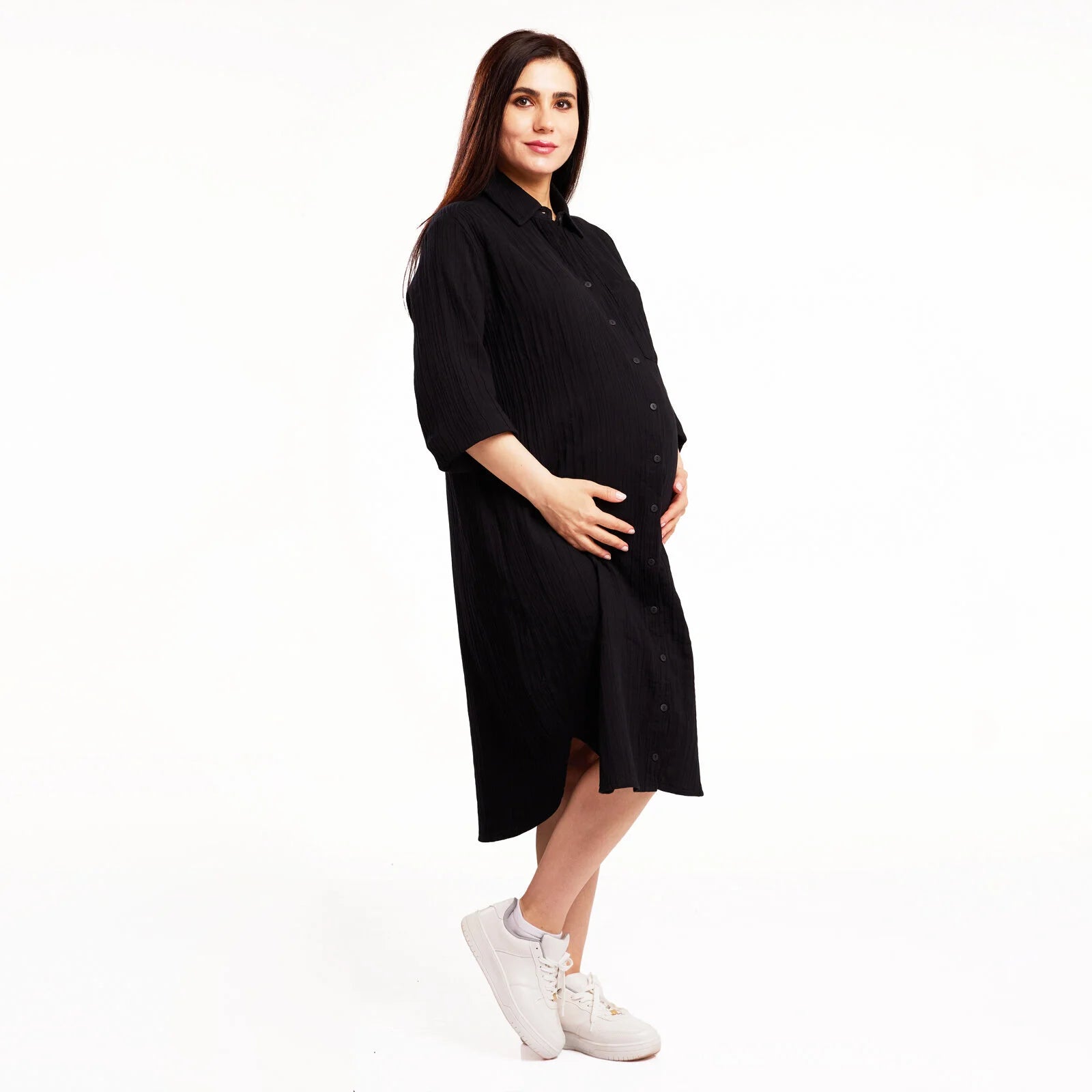baby mom Muslin Maternity Dress - Black - ebebek - Black Friday