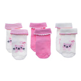 Baby Girl 3 - Pack Rolled - Edge Socks - Ecru Ecru - ebebek