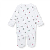 Unisex Footed Sleepsuit Slogan Print Snap Fastening Crew Neck - White Printed White Printed - ebebek
