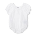 Baby Girl Short - Sleeve Bodysuit Snap Fastening Crew Neck - Ecru Ecru - ebebek