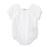 Baby Girl Short - Sleeve Bodysuit Snap Fastening Crew Neck - Ecru Ecru - ebebek